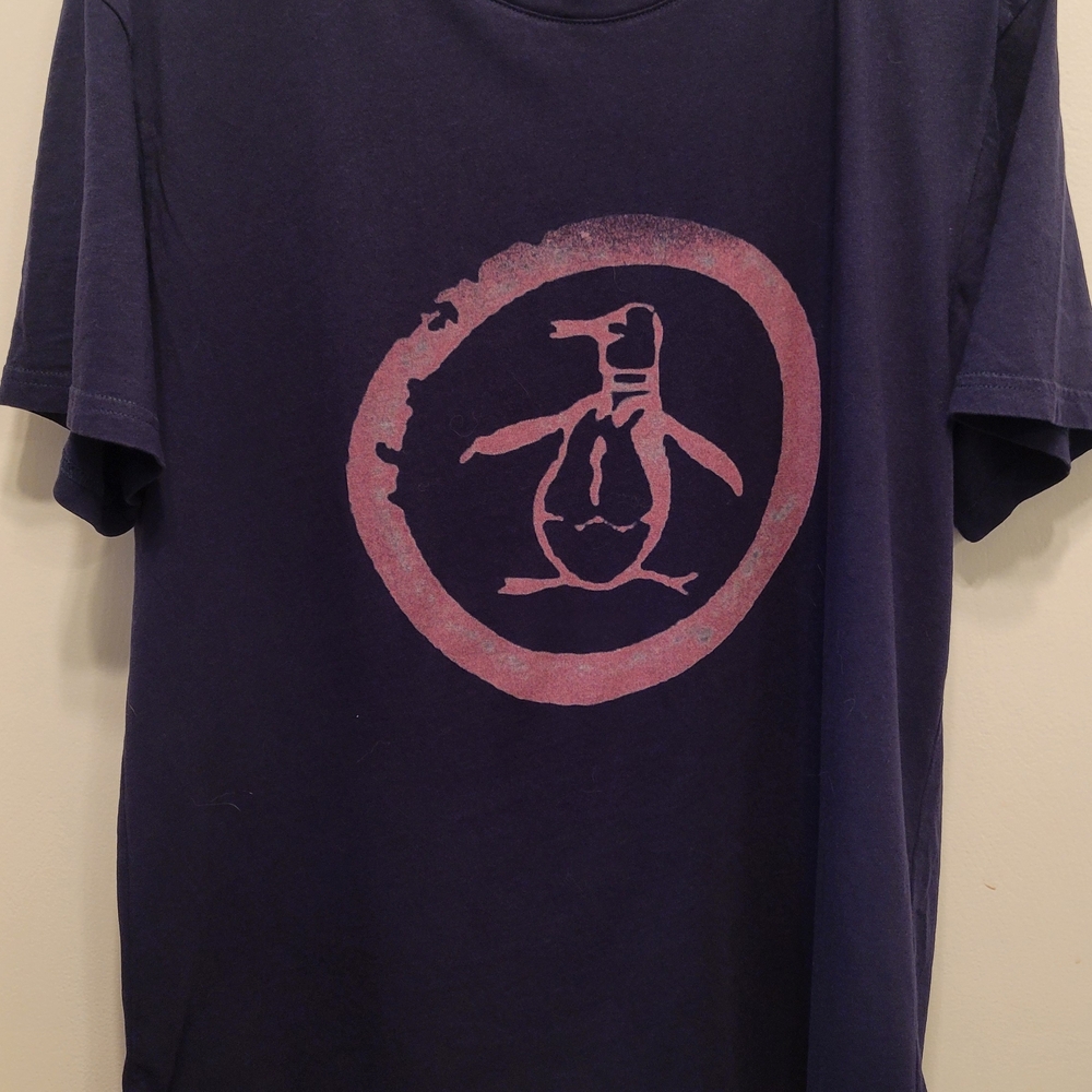 Navy T-Shirt with Pink Penguin Graphic